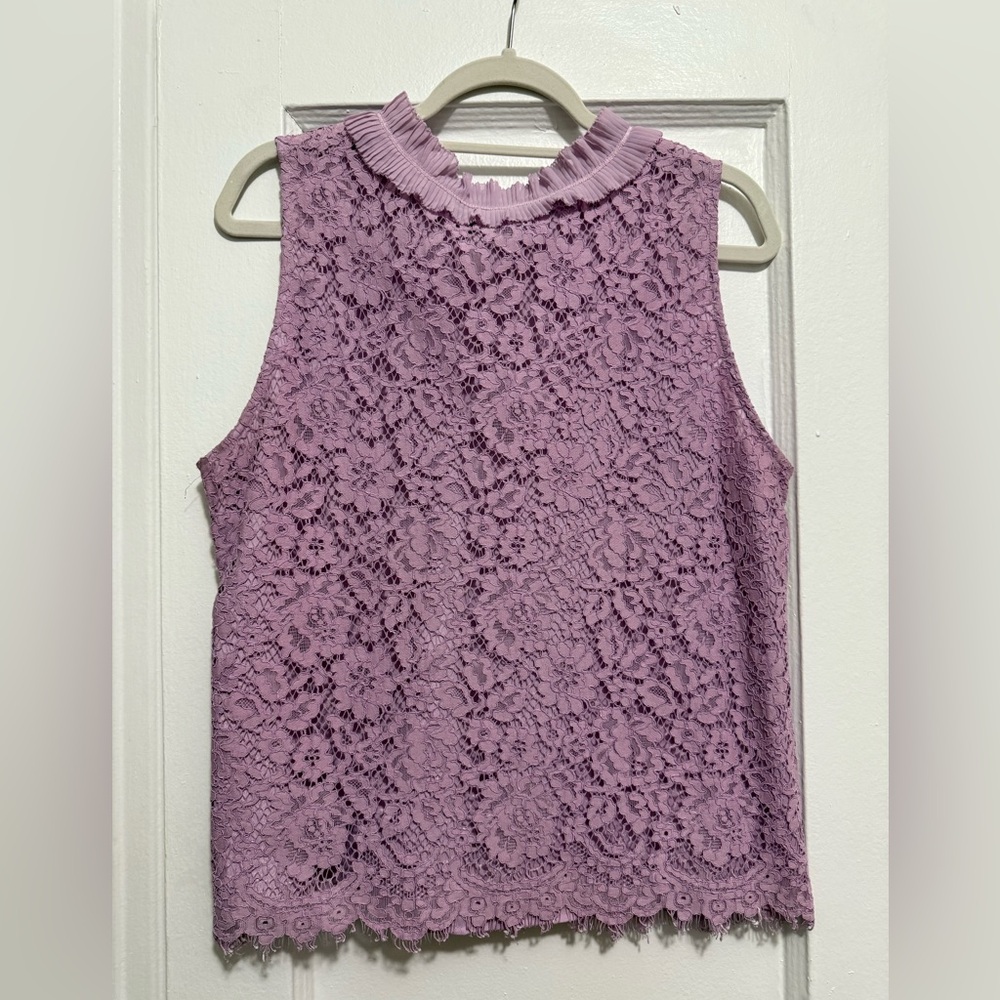 J. Crew Purple Sleeveless Blouse with Mandarin Collar